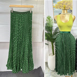 Fashion Folding Wave Half-Dress French Sweet High-Waisted A-Shaped Skirt Mid-Long Folds