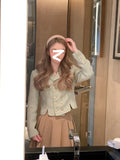Autumn Vintage Short Coat Women Long Sleeve Button Turn-down Collar Blazers Feamle Kawaii Y2k Clothing Jacket Korea