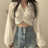 Women T-shirts Autumn Winter 2024 Sexy Crop Top Clothing Harajuku Korean Style Fairy Grunge Long Sleeve Top Streetwear Club-Outfit