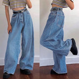 trendy wide-leg pants classic high-waist denim flared