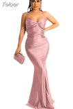 Sexy Satin Backless Long Maxi Dress Birthday Outfit for Women Party Evening Gown Elegant Prom Dresses