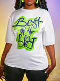 White Casual O-Neck Short Sleeves Letter Print Two Piece Shorts