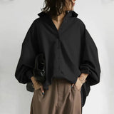 Stylish Women's Lapel Blouses ZANZEA 2022 Puff Sleeve Shirts Casual Button Blusas Female Solid Asymmetrical