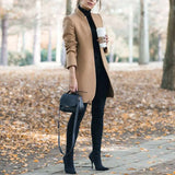 fashion mid-length coat Slim solid color stand-up collar woolen autumn and winter women's