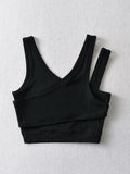 Camis Solid Knit Short Hollow Out Sleeveless Tank Tops Women's Crop Top-Outfit
