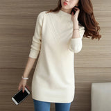 Winter Women Knitwear Sweater Pullover Fashion Long Sleeve Half Turtleneck Sweater Jumper Female Solid Loose Tops