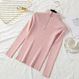 Solid Zipper Pullover Sweater Knitted Autumn and Winter 2022 Long Sleeve Pull Femme Slim Jumper Women Sweaters Tops