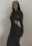 Knitting Cut Out Long Dress with Matching