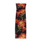 New Printed Silk Mesh Wrinkle Slim Breast Dress 5039373-Outfit