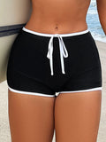 Toloer Bikini Bikini Black And White Contrast Color Depth V Strap Split Swimsuit D338W-Outfit