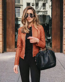 Jacket Women Coat Jacket PU Leather Fashion Short Coat Thin Female Jacket Coat Outwear