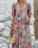 Fashion New Printed Lace V-Neck Short-Sleeved