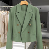Toloer Jacket Female 2024 Coffee Color Autumn New Temperament Fried Street Short Short Casual Suit Woman-Outfit
