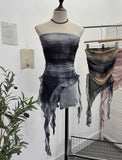 Dyed Lotus Leaf Edge Mesh Shaft Irregular Ribbon Thin Belt Wrapped Bra Vest Top