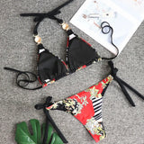 Toloer New Print Straps Women's Split Swimsuit Sexy Metal Accessories Bikini