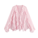 Women's Clothing 2025 Spring New Multi-Color Simple Cascade Decoration Chiffon