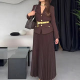 Temperament Long Dress Suit Women's 100-Fold Dress Suit Women's