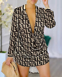 Independence Station New Fashion Style Sexy Fashion Printed Long-Sleeved Shirt Spot-Outfit
