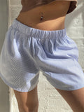 Women Striped Print Shorts Casual Elastic Low Waist Lounge Shorts Going Out Pants Summer Streetwear 2024 Bottoms New-Outfit