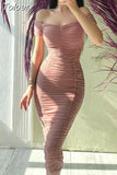 Women Sexy Bodycon Draped Solid Color Long Dress Elegant Backless One Off Shoulder Casual Party Club Corset