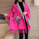 Embroidery Floral Tassel Trench Coats Women Cloak Long Sleeves Knitted Cardigan Sweater Windbreaker 2020 Winter