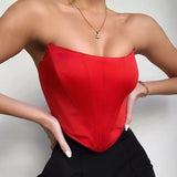 Off Shoulder Velvet Fashion Sexy Corset Crop Tops Vest Female Underwear Backless Bustier Top Solid-Outfit