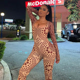European And American Fashion Women's Wear Autumn New Printed Long Sleeve High Round Neck T-Shirt Tight Flared Pants