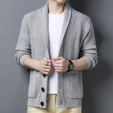 Brand Men's Cardigan Sweater Solid Color Comfortable Warm Men Fashion Wool Blend Sweater Male Wild Slim