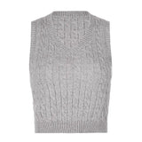 Solid Casual Sleeveless Sweater Vest Y2K Preppy Style Knitted Jumpers Ladies Vintage Korean Streetwear Fashion