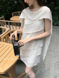 Xixi 2025 Summer New Temperament Cape Chic Wave Elegant Dress High-End Short Dress Women