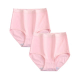 2 pcs/lot High Waist Panties Cotton Underwear Women Solid Plus Size Female Lingerie M -