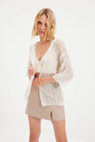 Trendyol Ecru Flat Knitwear Cardigan
