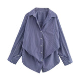 New Bat Sleeve Loose Striped Shirt