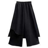 High Elastic Waist Black Split Joint Long Wide Leg Trousers New Loose Fit Pants Women Fashion Spring Autumn 2023