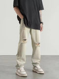 Hole Jeans Spring And Autumn Men's Tide Card Hip-Hop Trend Beggar Trousers 2024 Tide Card-Outfit