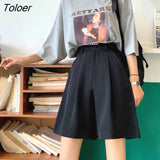 Women Summer Button Knee-length Black Wide-leg Loose Drape Korean-style Casual Womens Office BF Streetwear Fashion
