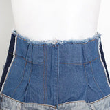 Hit Color Denim Shorts For Female High Waist Women's Casual Wide-legged Shorts Fashion Streetwear Tide New