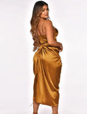 Satin Irregular Ruched Strap Sexy Party