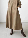 Dresses Women 2022 Casual Fashion Lapel Solid Color Retro Cotton Linen Shirt Dress Robe Commute Elegant Dresses for