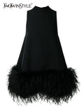Feather Fur Dress For Women O Neck Sleeveless Loose Tassel A Line Dresses Female Streetwear 2022 Summer Fashion