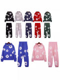 Printed Flower Wood Cotton Loose Sweater Y2K Hip Hop Street Pullover For Leisure-Outfit