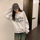 Sense Head Hooded Hoodie Women's Autumn And Winter New Korean Casual Loose Letter Printed Blouse-Outfit