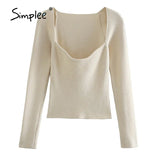 Sexy sheath women's pullover autumn High street solid slim jumper sweater female Fashion ladies long sleeve top