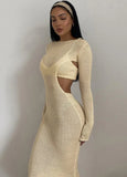Knitting Cut Out Long Dress with Matching