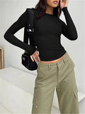 And Winter Bottom New Solid Color Buffet Long-Sleeved Jacket Short T-Shirt
