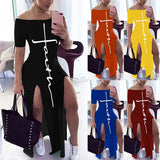Bodycon Dress Short Sleeve Maxi Dresses for Women Off Shoulder Spring Summer Casual Long Boho Dress Vestido