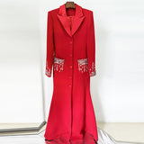 New Fashion Heavy Industry Nails Studded Suit Dress Dress Dress Fishtail