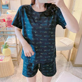 Fashion Silk Pajamas Sets for Women 100% Cotton PJS Satin Soft Sleepwear Atoff Home Kawaii Lounge