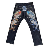 High Street Jeans Male Personality Printed Hip Hop Fashion Clothing Straight Pants High Waist Y2K Jeans-Outfit