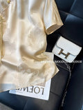 Chinese Jacquard Side Skirt Acetic Acid Satin Shirt National Style Women's Dress 2024 New Improved Cheongsam Simple Blouse-Outfit